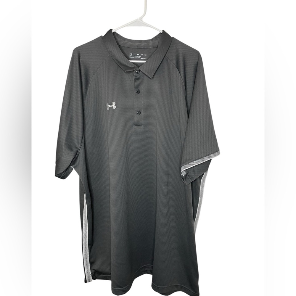 Under Armour Loose Fit Heatgear Gray Polo Shirt-Men’s 4XL